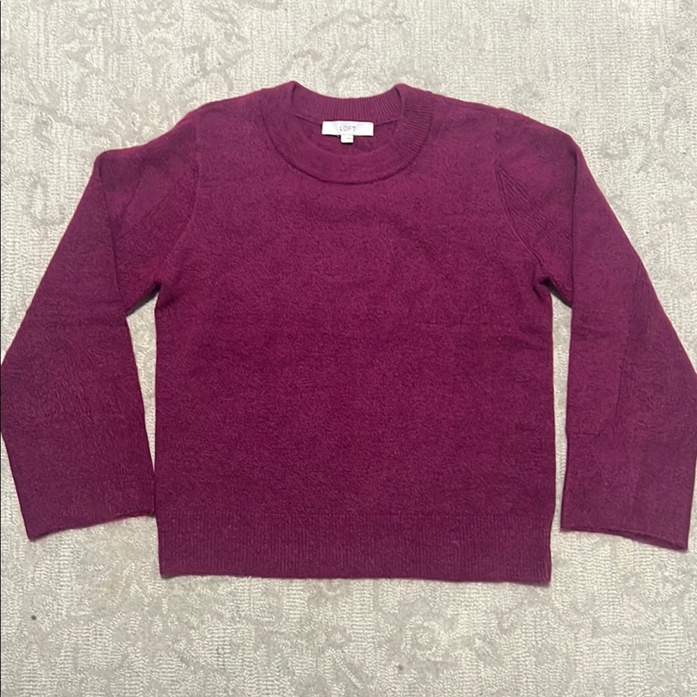 SZ L Loft Wine Sweater with Crew Neck and wide sleeves.  Worn Once.